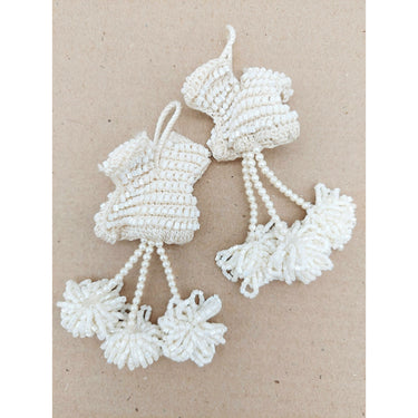 Off White Handmade Beaded Tassel, Sari Blouse Latkan, Decorative Tassels